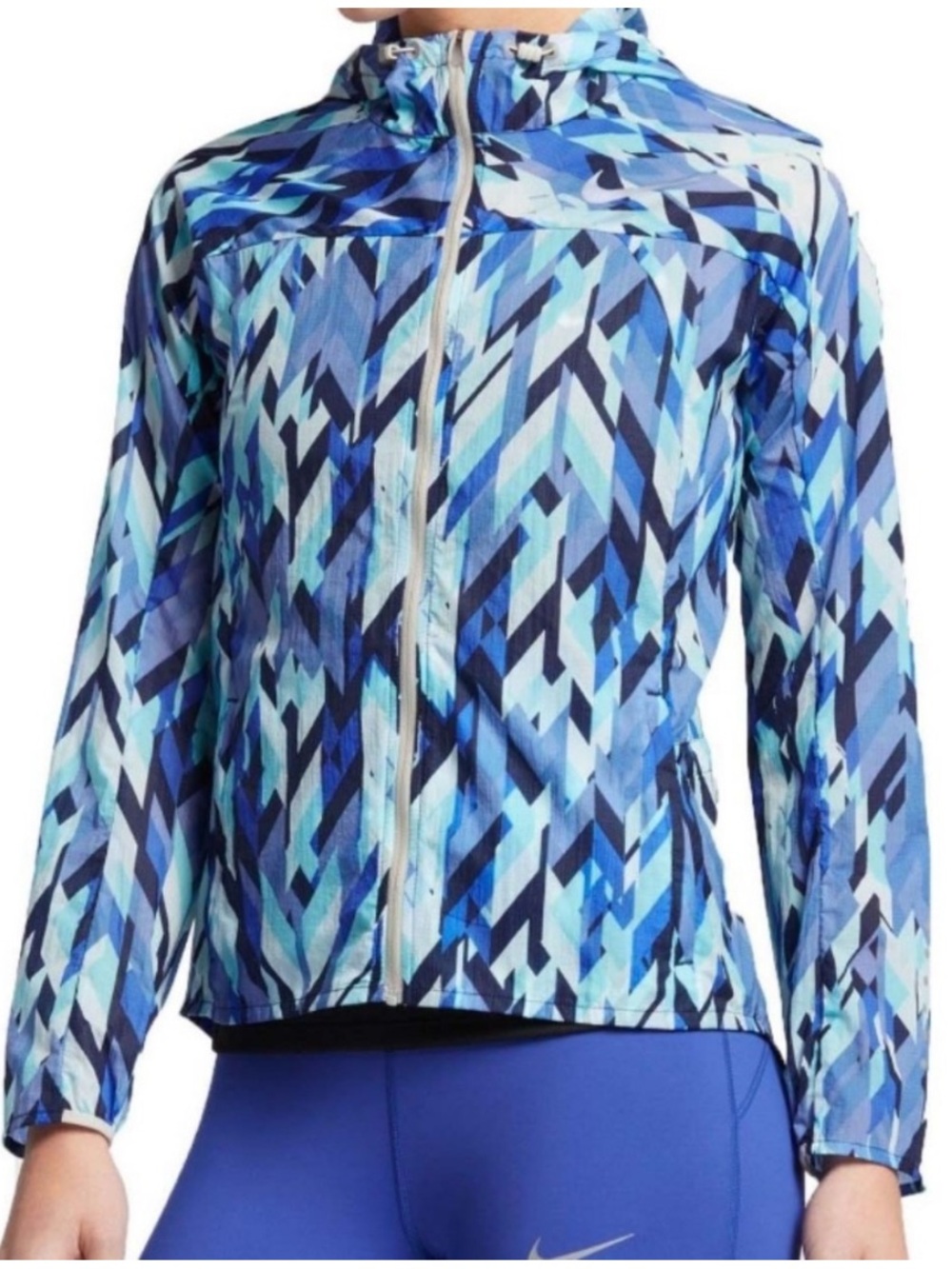 Nike Women’s Impossibly Light Running Jacket Hooded 831177-429 Blue/Grey Size M